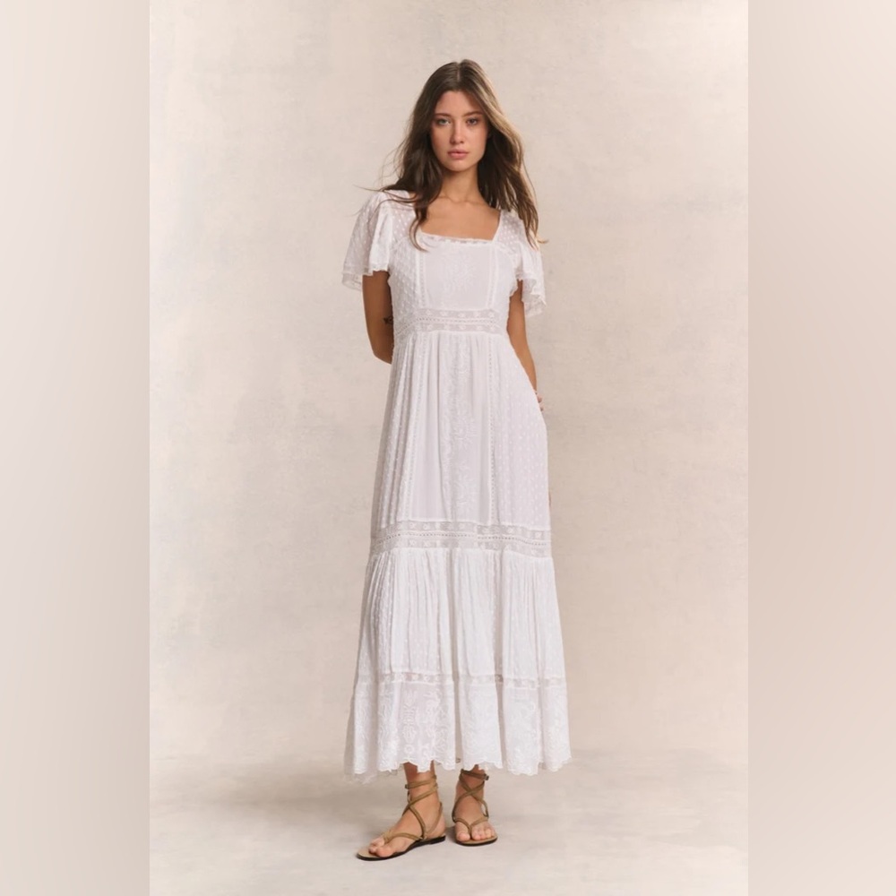 LoveShackFancy Norma White Cotton Maxi Dress 6